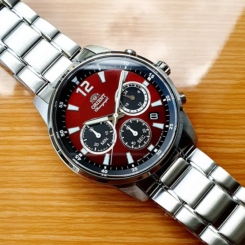 Orient Sports Chronograph Maroon Dial Men's Watch | RA-KV0004R10B